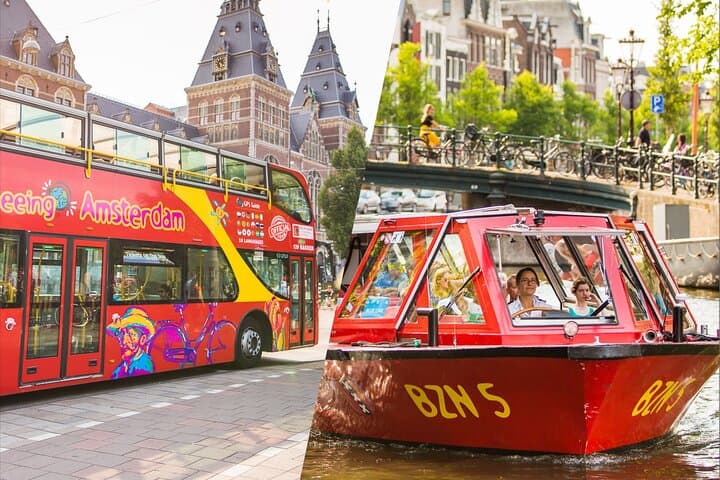 Amsterdam Hop-On Hop-Off 24h ou 48h Opção de ônibus e barco